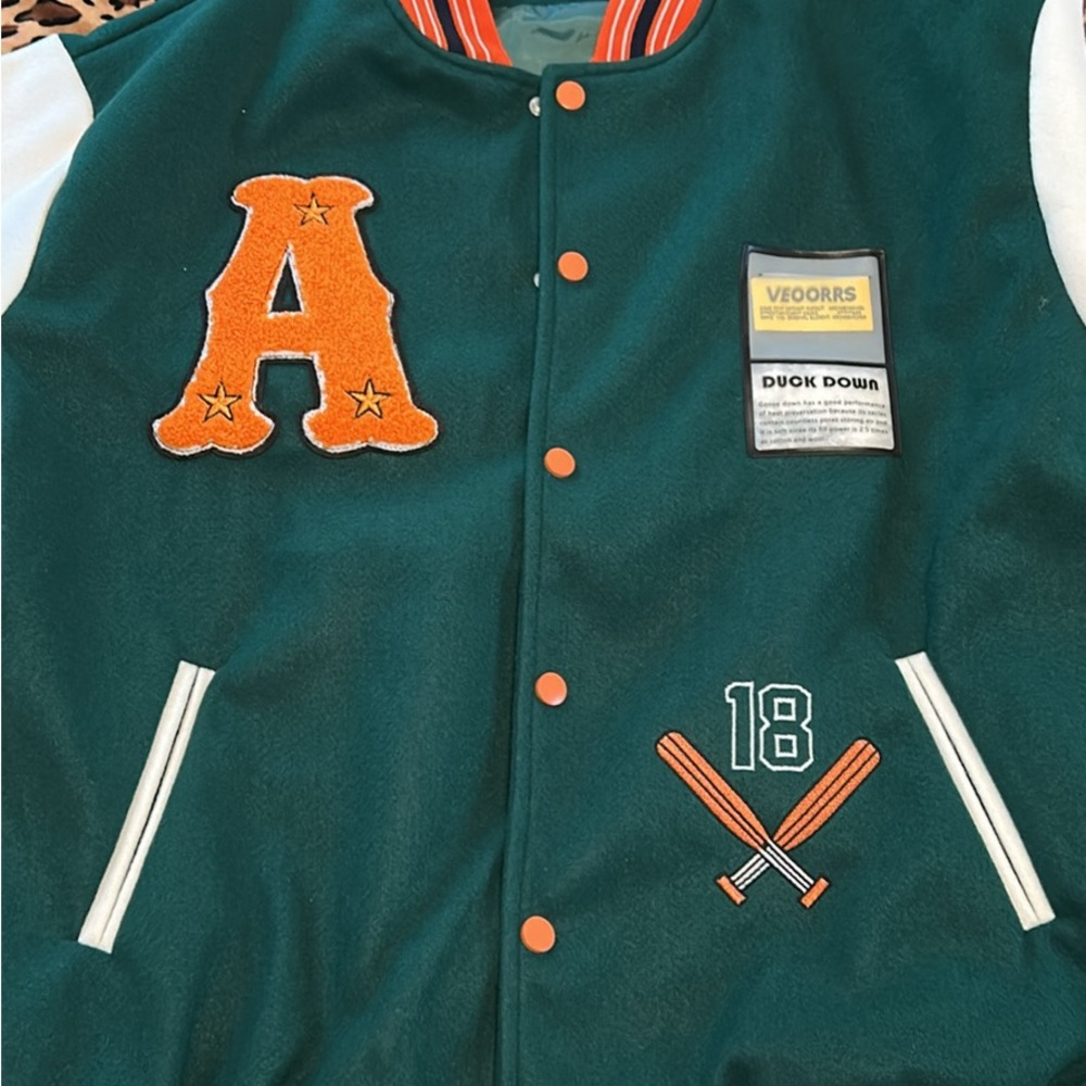 Men Green and White Varsity Jacket
